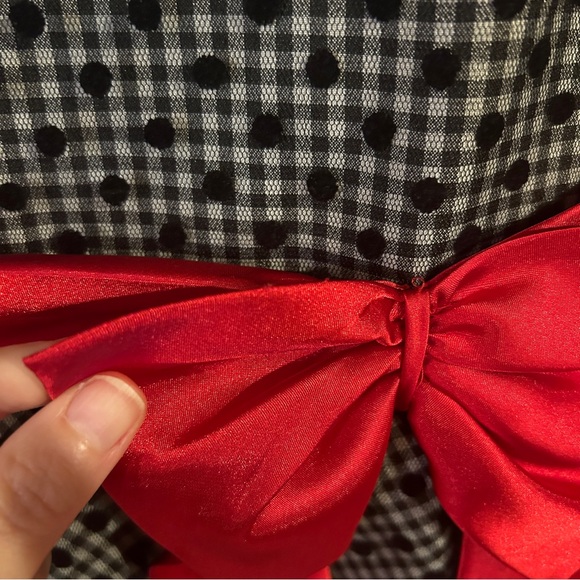 Samantha Says Black Gingham Dress with Red Bow - Picture 4 of 13